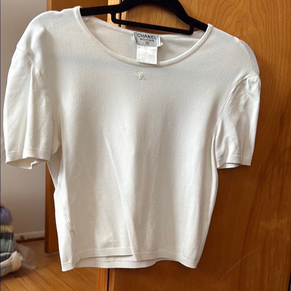 Chanel CC Ivory Short Sleeve Top
